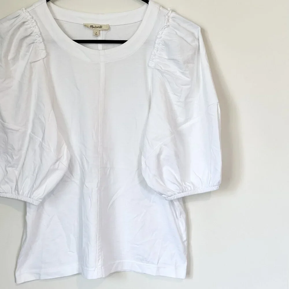 NWT Madewell White Puff-Sleeve Tee - Size: Small